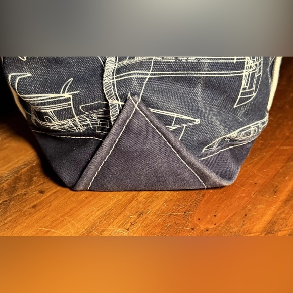 1990s L.L. Bean Boat and Tote Shoulder Bag Rare Nautical Sailboat Print Zip Top - Picture 11 of 15